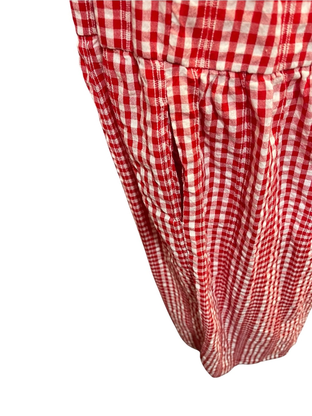 Sim & Sam Red Gingham Max Dress with Smocked Bodice - Large - Picture 7 of 9